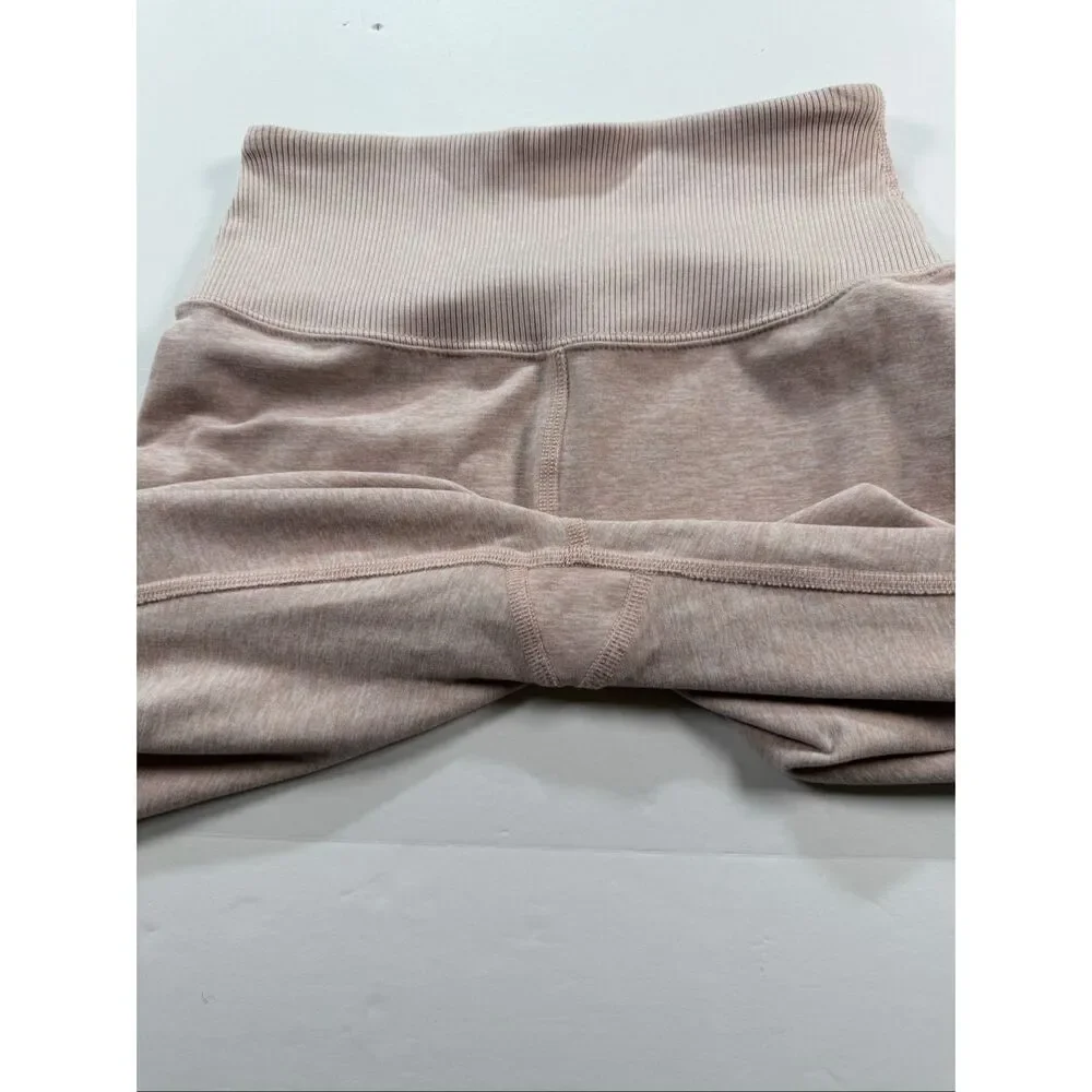Alo Yoga High-Waist Alosoft Goddess Leggings Light Pink Ribbed Size XS Ribbed